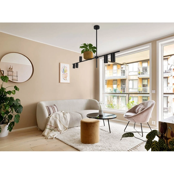 Lampa wisząca z koszykiem Rocco K-4757 Kaja reflektory metalowa czarna