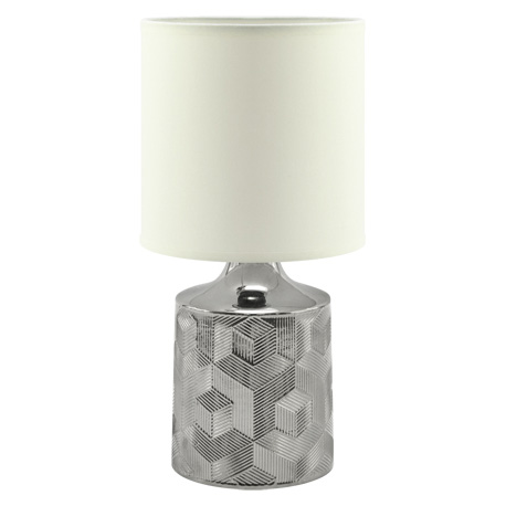 Stołowa LAMPA stojąca LINDA 03785 Ideus ceramiczna LAMPKA abażurowa wzorki   biała chrom