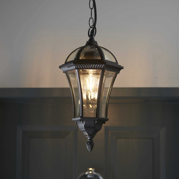 Lampa wisząca latarnia Drayton YG-3503 Endon IP44 przezroczysty czarny