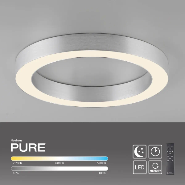 Plafon sterowany pilotem PURE-LINES srebrny 6310-95 1xLED 21W 2200-5500K owalny