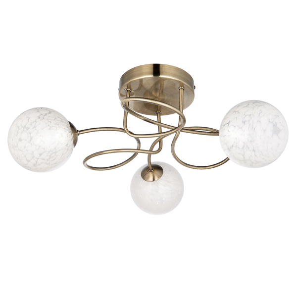 Sufitowa lampa do sypialni Delos 97647 szklane kule mosiądz