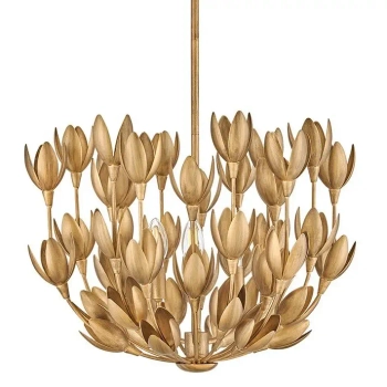 Wiszący żyrandol nad stół Flora QN-FLORA3-GD do jadalni kwiaty złote