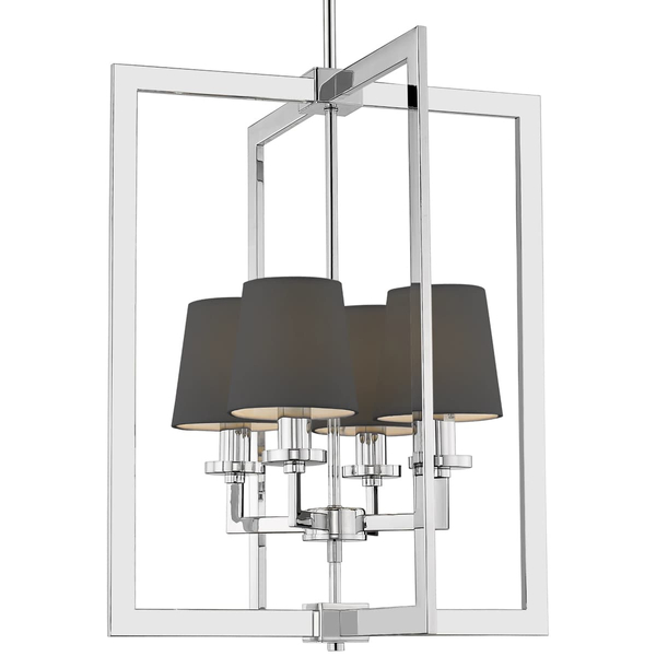 Lampa wisząca do salonu London p04021ch-bk Cosmolight metal tkanina srebrna czarna