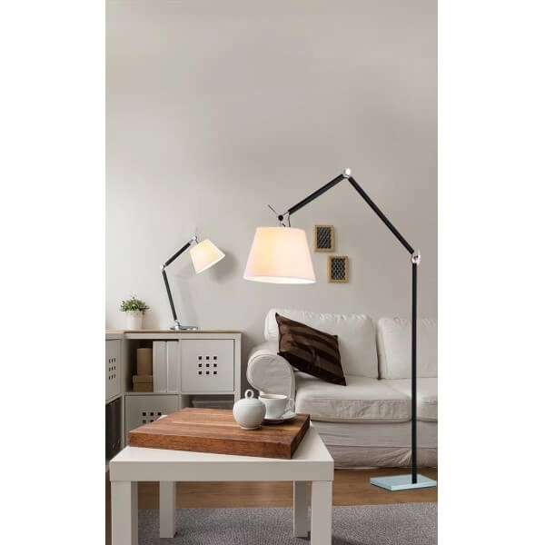 Podłogowa lampa abażurowa Zyta AZ1849+AZ2602 Azzardo salonu czarna biała