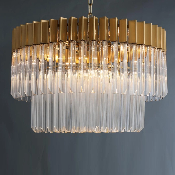Wisząca lampa glamour CGSTEY60 kryształki nad stół mosiądz