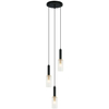 LAMPA wisząca PEROLA PND-43363-3 BK+BR Italux modernistyczna OPRAWA szklana ZWIS tuby kaskada czarna przezroczysta