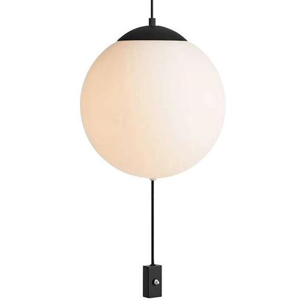 Loftowa LAMPA wisząca HERE 107902 Markslojd szklana OPRAWA z włącznikiem kula hygge ball biała czarna