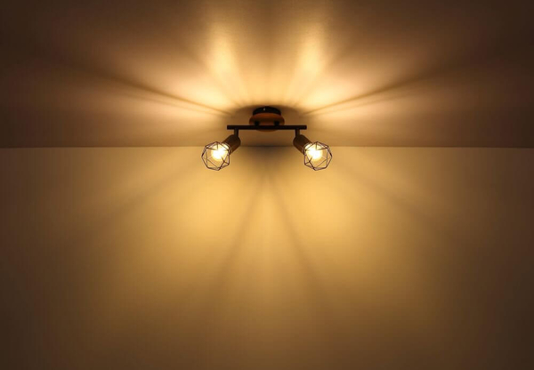 Sufitowa lampa reflektorowa Xara 54802S-2H czarna drewno