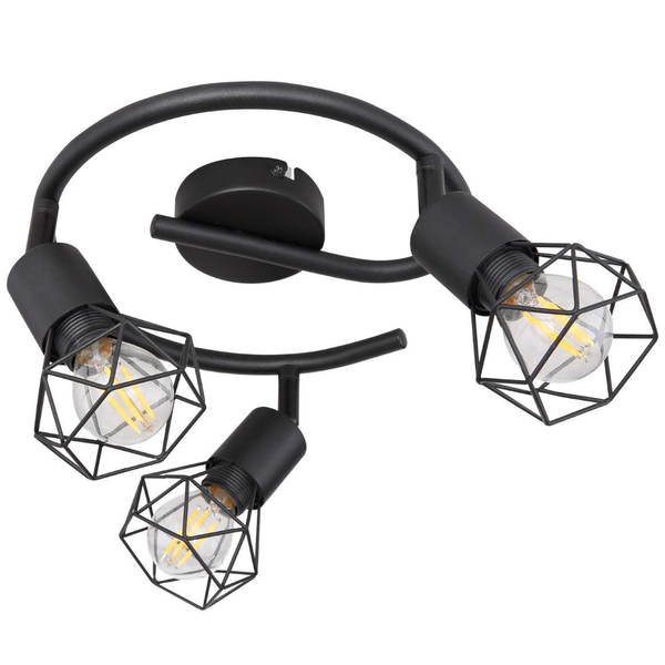 Industrialna LAMPA sufitowa XARA I 54802S-3 Globo druciana OPRAWA metalowy plafon spirala reflektorki czarne