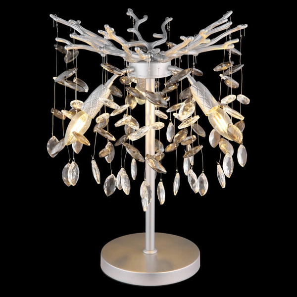 Stołowa szklana lampa Queena 64138TS do sypialni kryształki srebrne