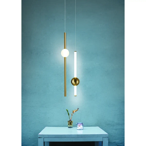 Lampa wisząca art deco O-LINE ST-1689S złoty połysk żelazna LED 5W 3000K sopel do jadalni