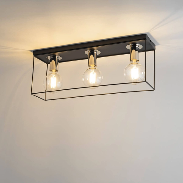 Podłużny plafon do holu Vox 40700 Sigma metalowy czarny srebrny