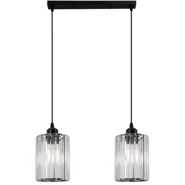 Szklana lampa wisząca 6782/2 BL nowoczesna do biura czarna