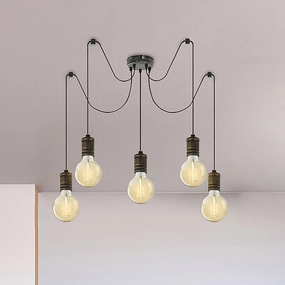 Wisząca lampa loft Fidel 3218 oprawki na żarówki pająk złoto antyczne