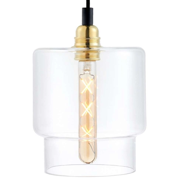 Wisząca LAMPA loftowa LONGIS 10876405 Kaspa skandynawska OPRAWA szklany ZWIS kaskada złota przezroczysta czarna