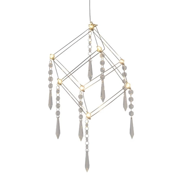 Glamour LAMPA wisząca ARANEUS 6117842 Nave metalowa OPRAWA kostka LED 10W 3000K zwis z kryształkami chrom