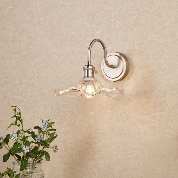 Szklana lampa na ścianę Hadano HAD0761-12 falowana chrom przezroczysty