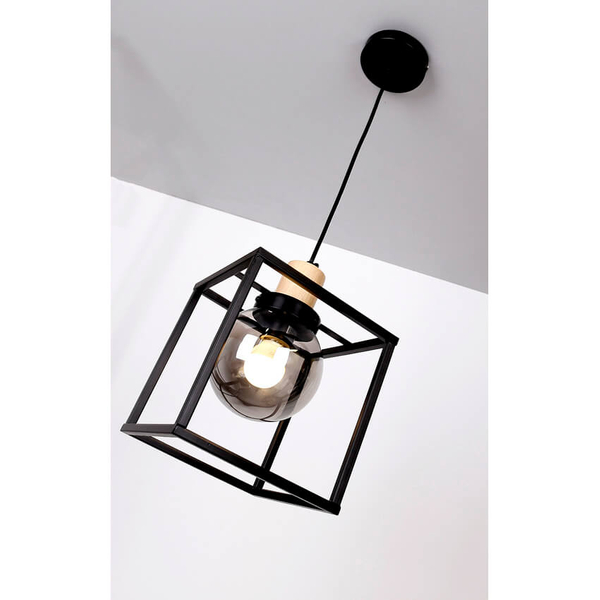 Lampa zwis klatka Retro 31-00743 Candellux klosz kula dymiona czarna
