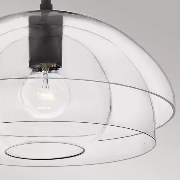 Kopułowa lampa wisząca LOTUS QN-LOTUS-P-BLK szklana czarna przezroczysta