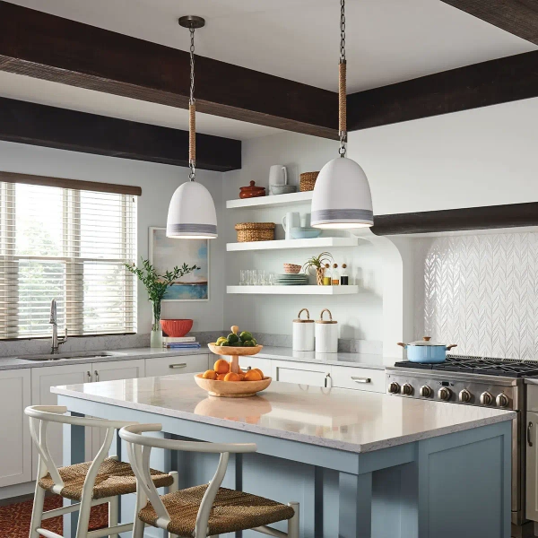 Kuchenna lampa wisząca Nash HK-NASH-P-AN marynistyczna nikiel biały