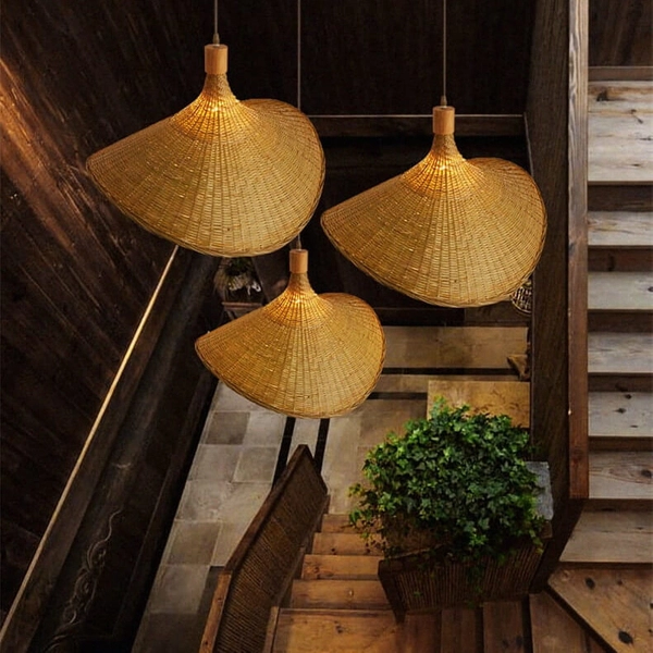 Wisząca lampa japandi Boho ABR-LW5-BH50-E27 Abruzzo włókno naturalne brąz