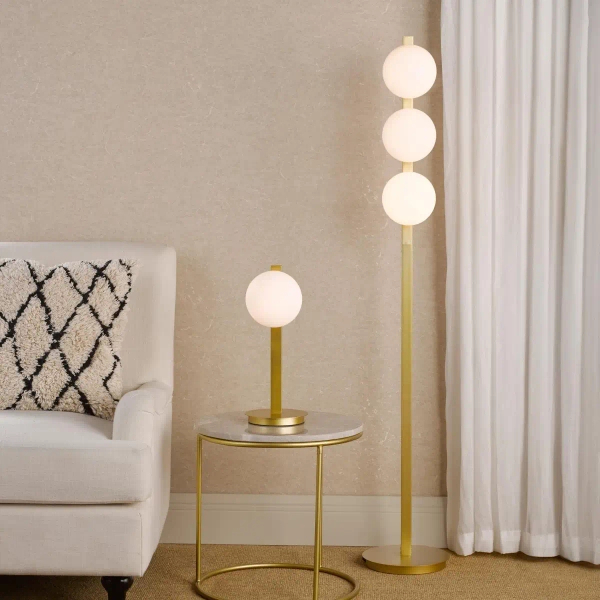 Owalna stołowa lampa Tauri TAU4235 kulista szklana biała złota