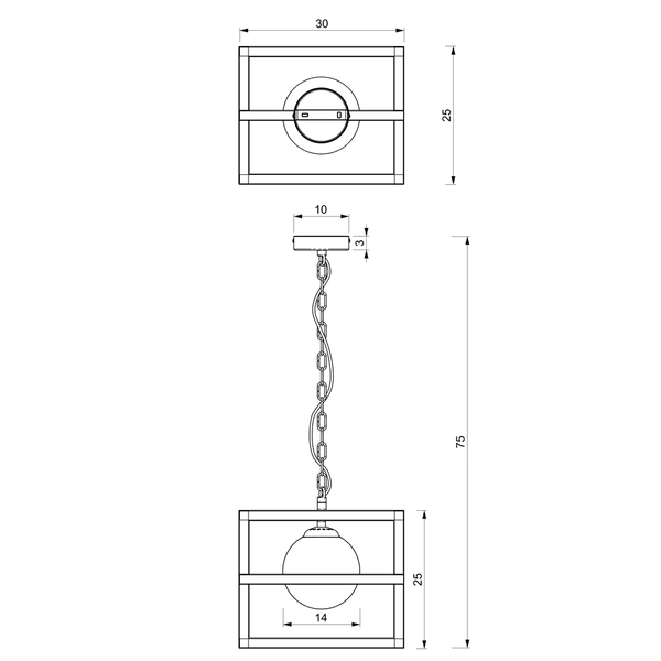 Wisząca lampa loftowa Diego MLP8568 ball biała czarna