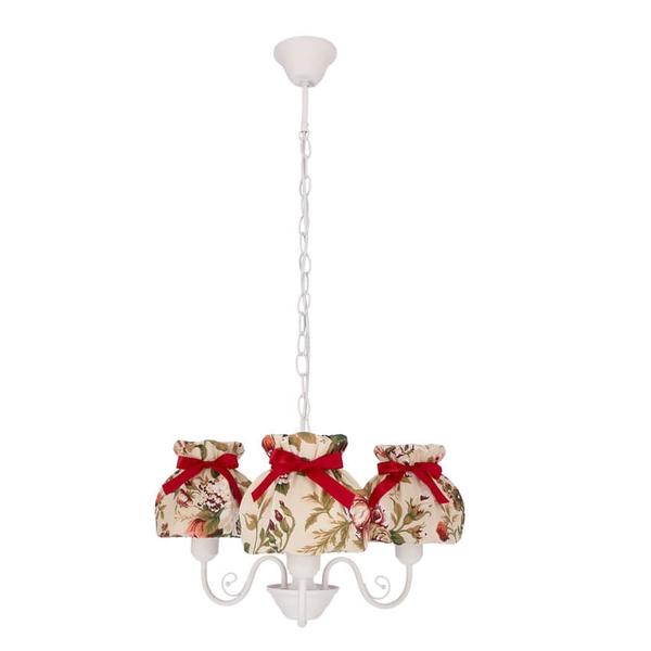 Lampa wisząca na łańcuchu Rozano 33-36902 Candellux tkanina kwiatowa biała