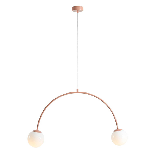 Wisząca lampa nad stół Una 1116H11 Aldex podwójna kule metal szkło koralowa