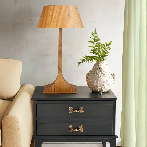 Sypialniana lampka stołowa Nostalgia QN-NOSTALGIA-TL-M-TEAK brązowy