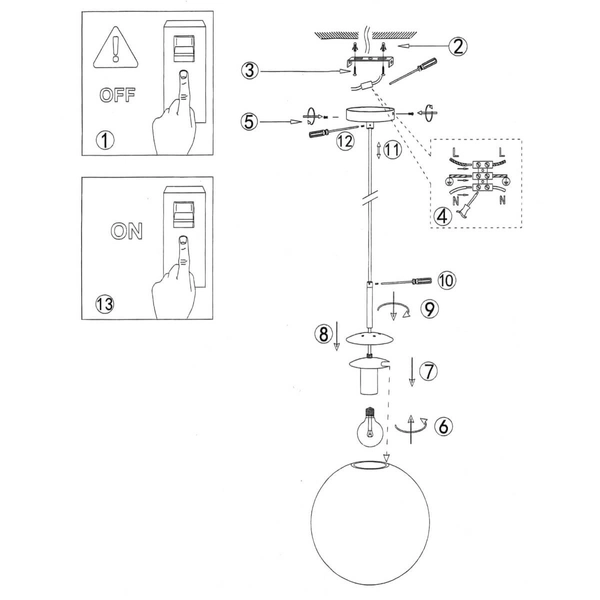 Wisząca LAMPA loftowa PALLA LP-2844/1P MI Light Prestige szklana OPRAWA kula ZWIS ball miedziana przezroczysta