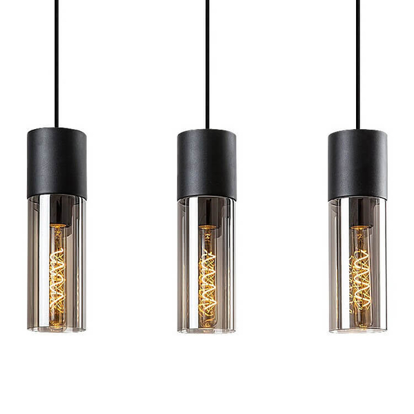 Potrójna lampa wisząca RONNO 72053 szklana loftowa przydymiona czarna