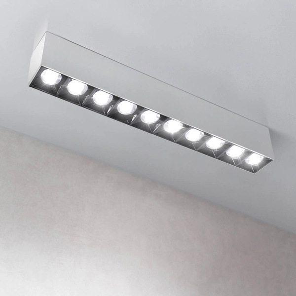 Prostokątna lampa natynkowa 1063 Domeno LED 30W 3000K oczka do pokoju biała