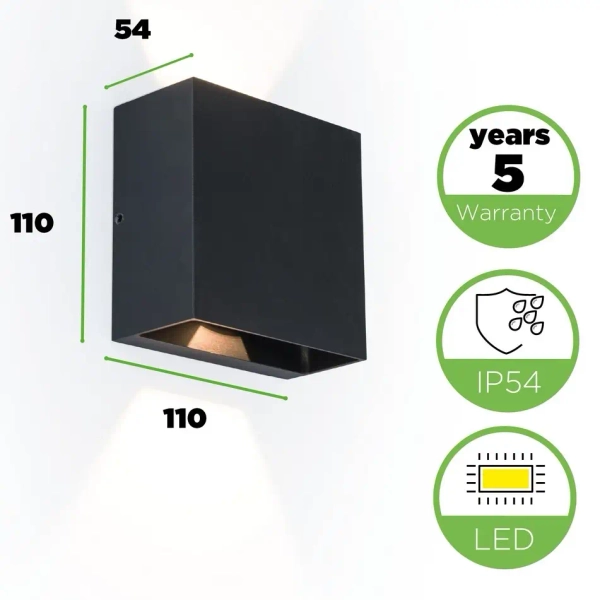 Kinkiet LAMPA ścienna GEMINI BEAMS 5104003012 Lutec kwadratowa OPRAWA elewacyjna LED 10W 3000K metalowa IP54 czarna