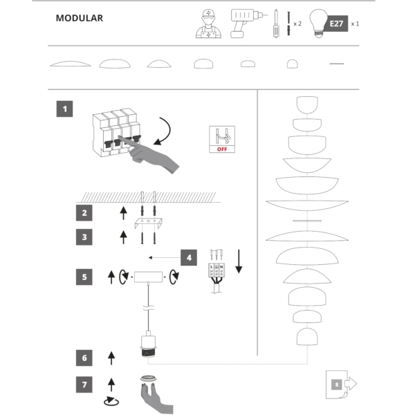 Lampa wisząca koralowa błękitna ALDO 1xE27 do sypialni 1152G29_11_J