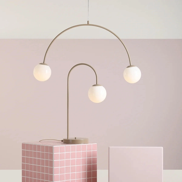 Salonowa lampa zwisowa Una 1116H17 Aldex kulista podwójna beżowa