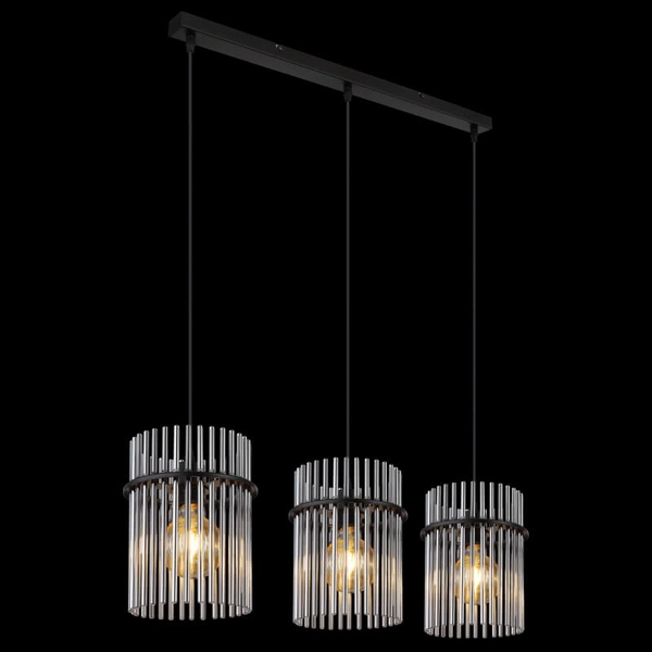 Szklana lampa wisząca GORLEY 15698-3H potrójna do jadalni czarna