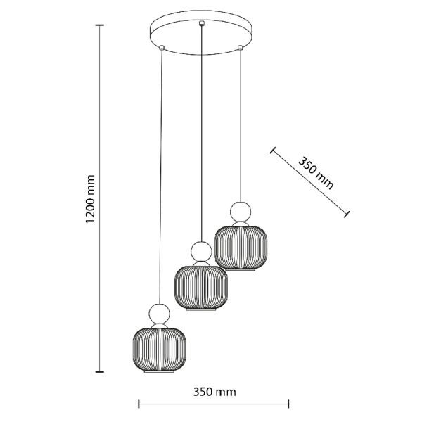Ekologiczna lampa wisząca Ballo 11050 mleczne kule drewniana brązowy