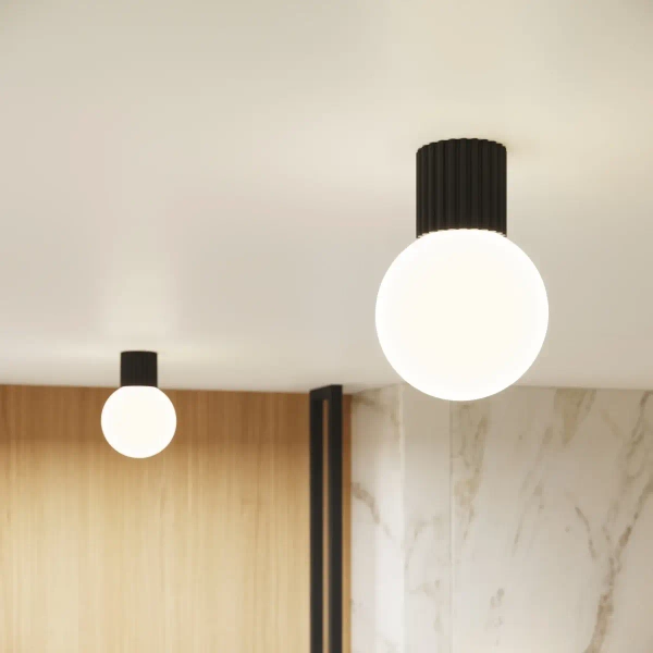 Kulista lampa sufitowa HALO SL.1713 okrągła szklana biała czarna