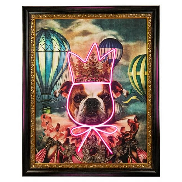 Neonowy obraz pies NEON BULLDOG BALOON KH1501100247 King Home neon różowy wielokolorowy