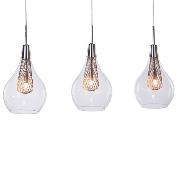 Salonowa lampa wisząca Elektra szklane krople chrom