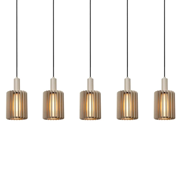 Liniowa wisząca lampa Lambres 45410/05/41 podłużna cylindry beżowa