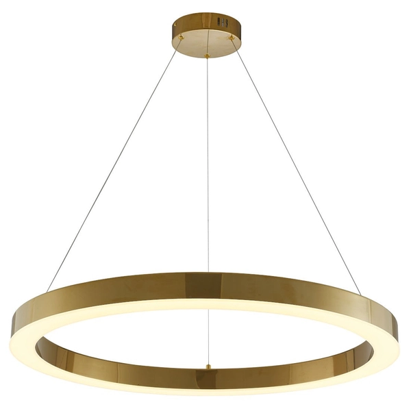 LAMPA wisząca SLIM/000082/3000/G MDECO okrągła OPRAWA ring ZWIS LED 46W 3000K metalowy złoty