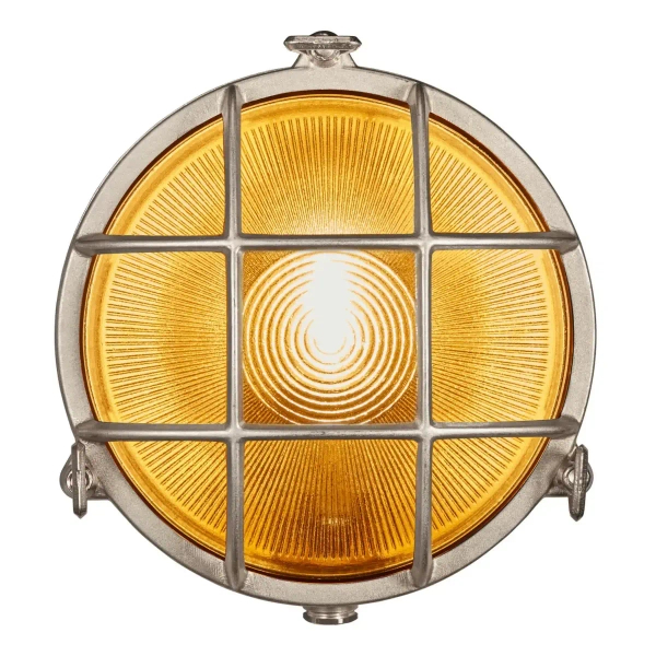 Okrągła lampa ścienna szklana POLPERRO 49021055 na taras IP64 nikiel