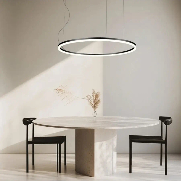 Pierścieniowa wisząca lampa 20264 LED 83W 3000K do salonu czarny