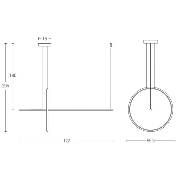 Ściemnialna lampa wisząca ring 20128 LED 41W 3000K do salonu czarny