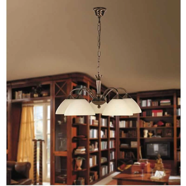 5-punktowa lampa wisząca Regina do jadalni brąz kremowa