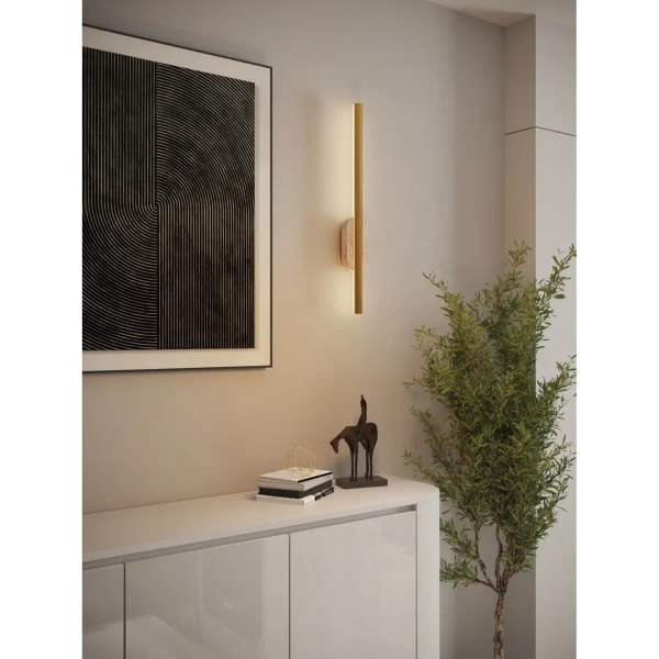 Liniowa lampa ścienna Amor W0418 LED 12W 3000K IP44 kamień naturalny złoty