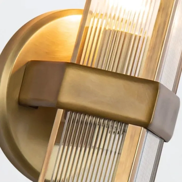 Naścienna lampa ryflowana Cairo QN-CAIRO-1WB-VBS-CR szklana mosiądz