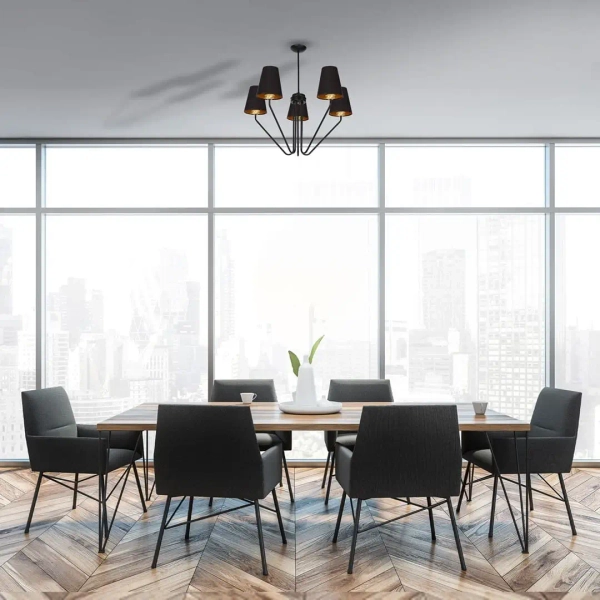 Abażurowa lampa wisząca VICTORIA BLACK MLP4913 tkaninowa czarna